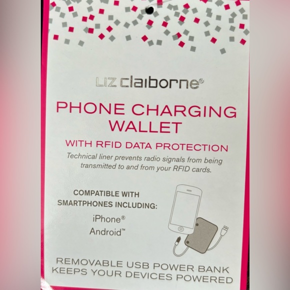 Liz Claiborne phone charging wallet. NWOT - Picture 4 of 5
